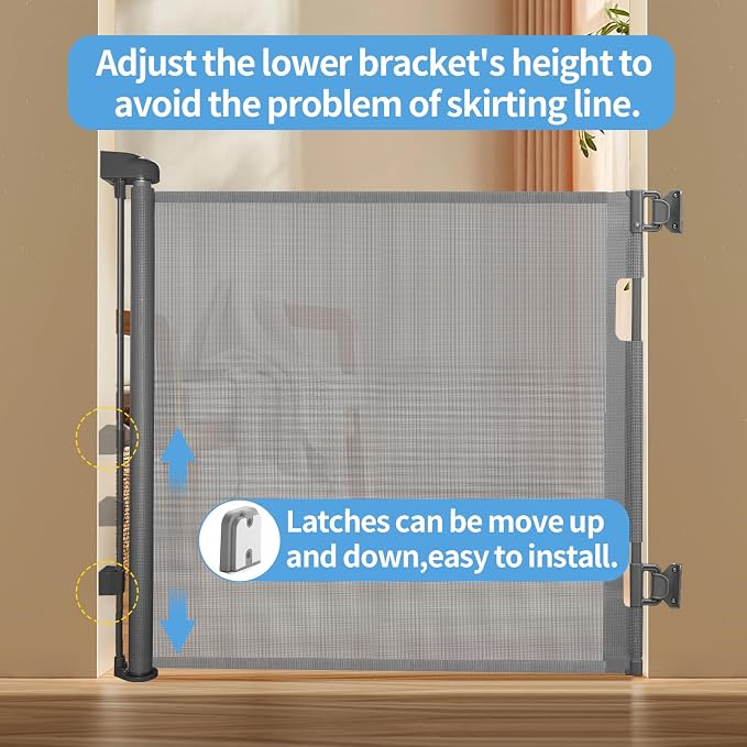 2-Pack Retractable Baby Gate for Stairs-33”Height, Expands up to - Image 5