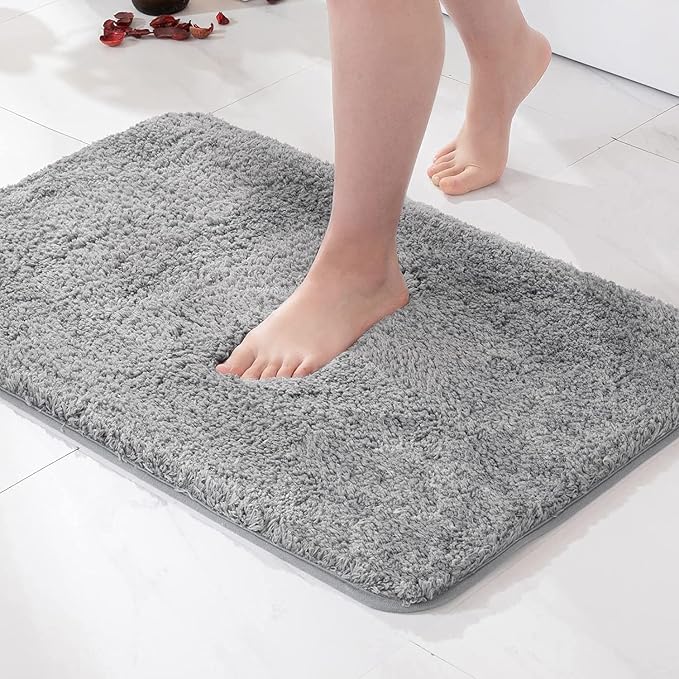 MIULEE Gray Small Bathroom Rugs Thick Shaggy Bath Rug Mats - Image 2
