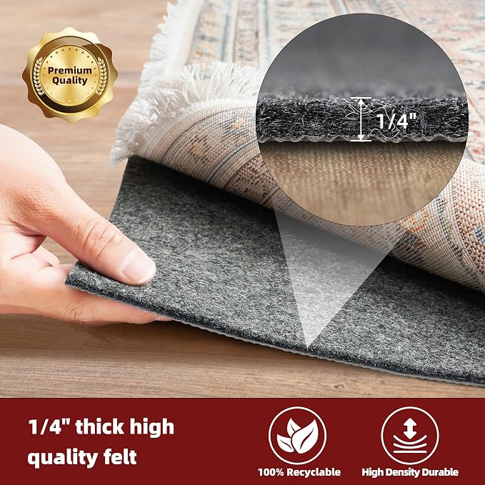 BAGAIL Felt and Natural Rubber Backing Rug Pads 1/4” Thick, 5 x 7 Ft Non Slip - Image 3