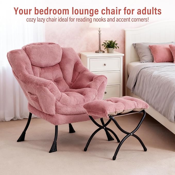 Lazy Chair with Ottoman, Modern Chair with Folding Footrest, Lounge Accent Chair - Image 3