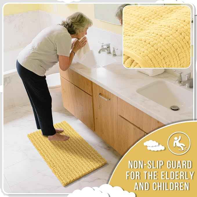Yimobra Long Bathroom Rugs Non Slip Washable 44x24 Inch