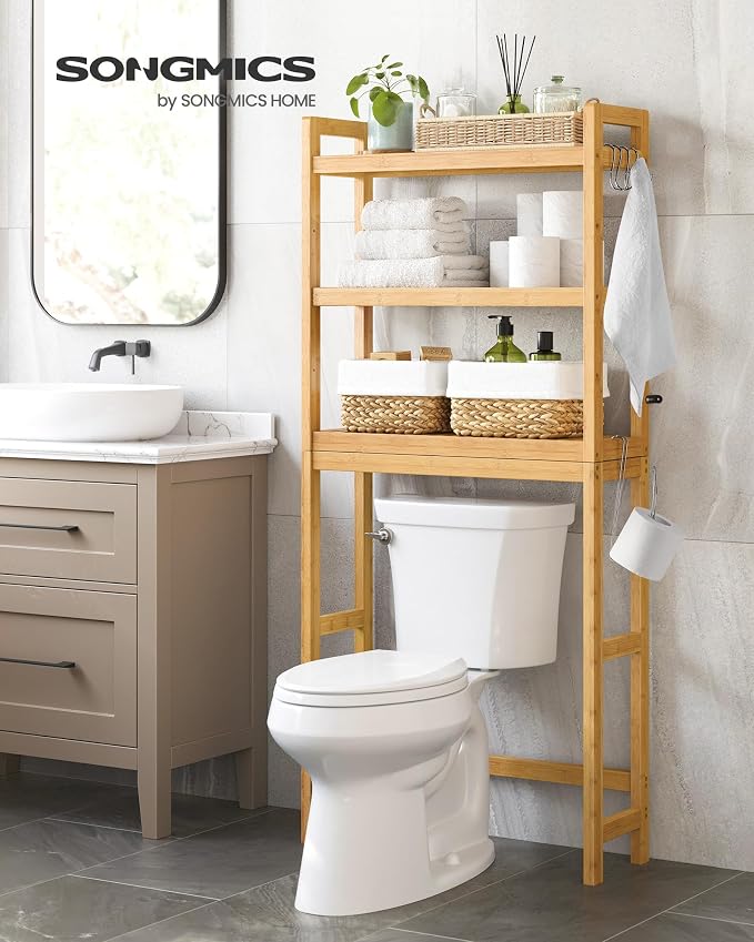SONGMICS Over The Toilet Storage, 3-Tier Over Toilet Bathroom Organizer - Image 2
