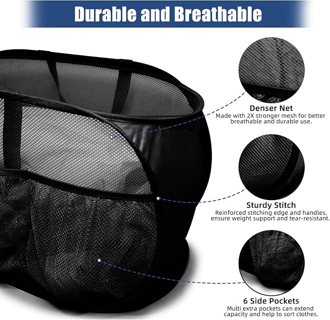 2 Pack Collapsible Laundry Baskets, Upgrade Pop Up Laundry Hamper - Image 5