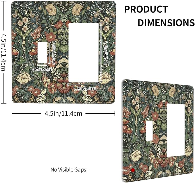 Outlet Covers Vintage Dark Floral William Morris Green Flower 1 Toggle 1 Rocker - Image 4
