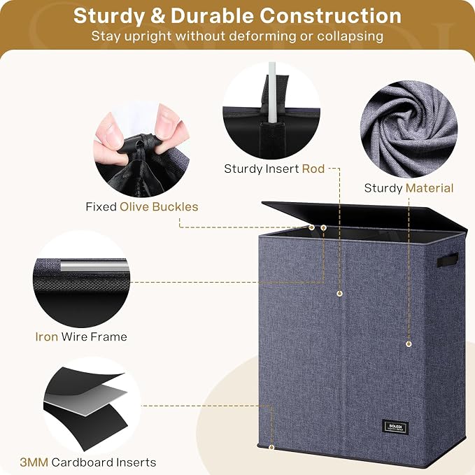 SOLEDI Large Double Laundry Hamper - Field & Grace