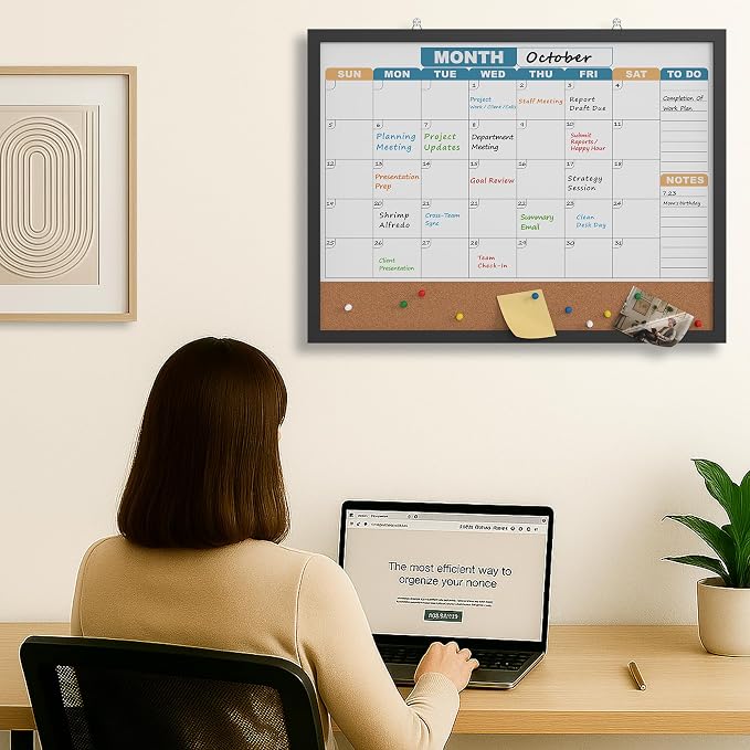Monthly Calendar Dry Erase Board 24x18 Inch, Double-Sided Whiteboard and - Image 7