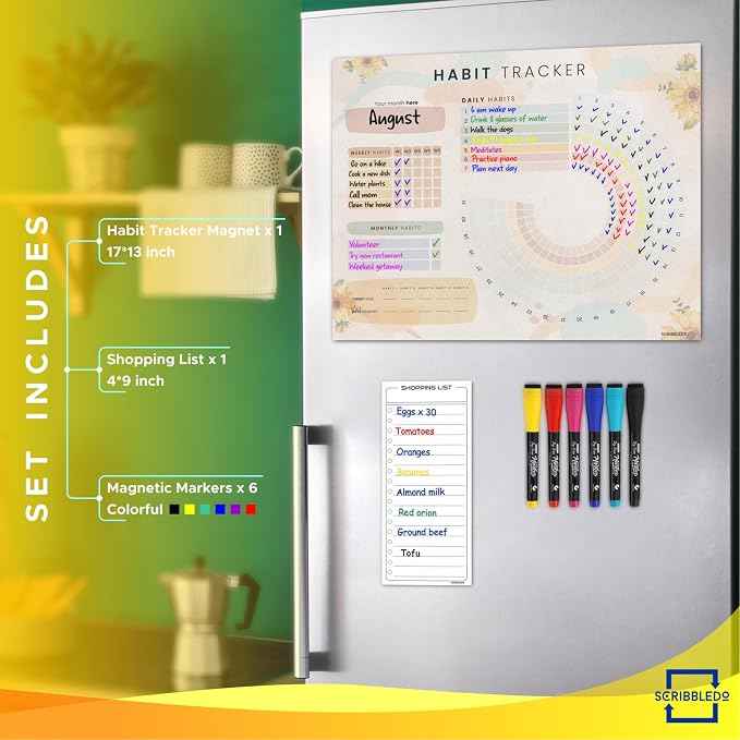 Habit Tracker Journal Workout Motivation Fridge Calendar Dry Erase 13” X 17”