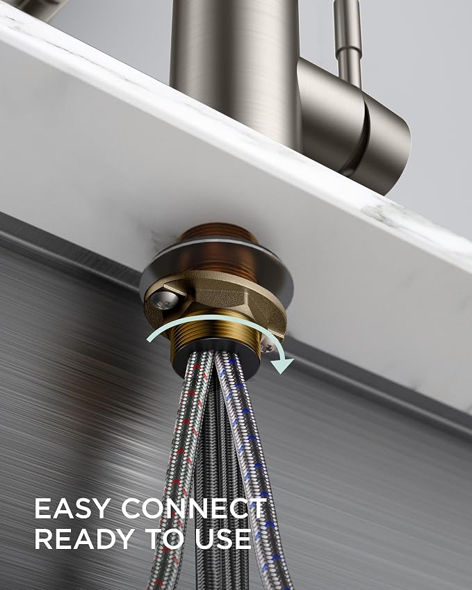 FORIOUS Kitchen Faucet with Soap Dispenser, Brushed Nickel Stainless Steel - Image 6