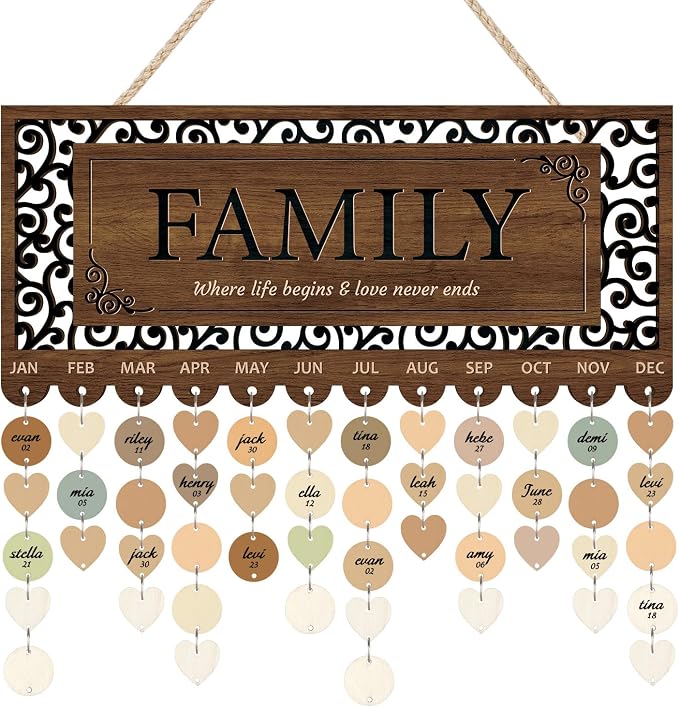 KAlRNE Vintage Family Birthday Board, Rustic Farmhouse Anniversary Board by KAIRNE