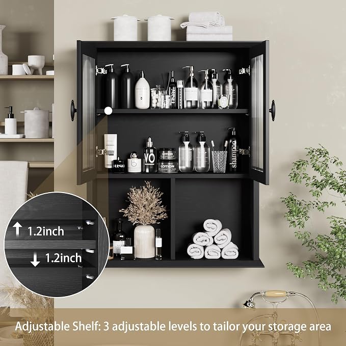 CJL Bathroom Wall Cabinet with Fluted Door, 23.6'' x 29.5'' Medicine Cabinet - Image 5
