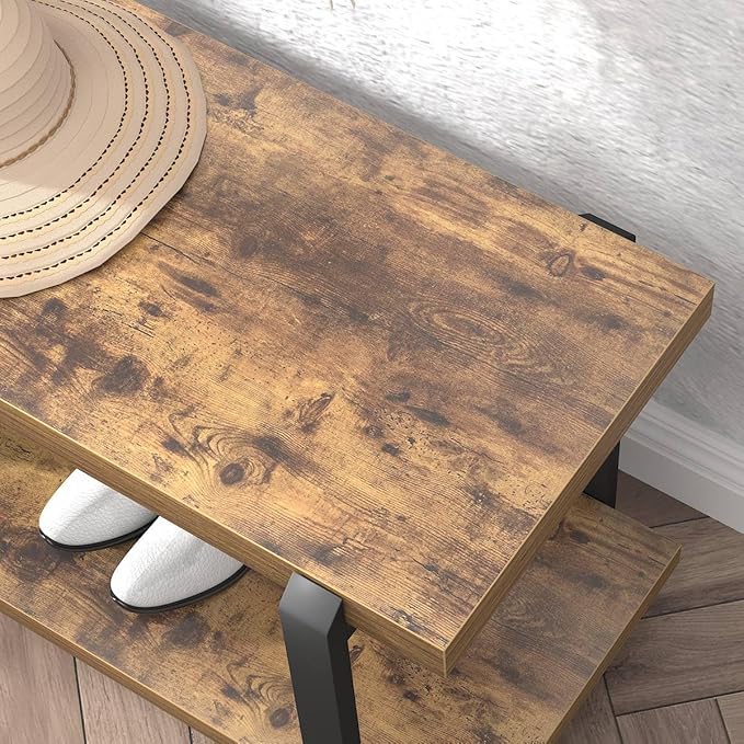 EXCEFUR Entryway Bench, Industrial Shoe Storage Bench - Image 4
