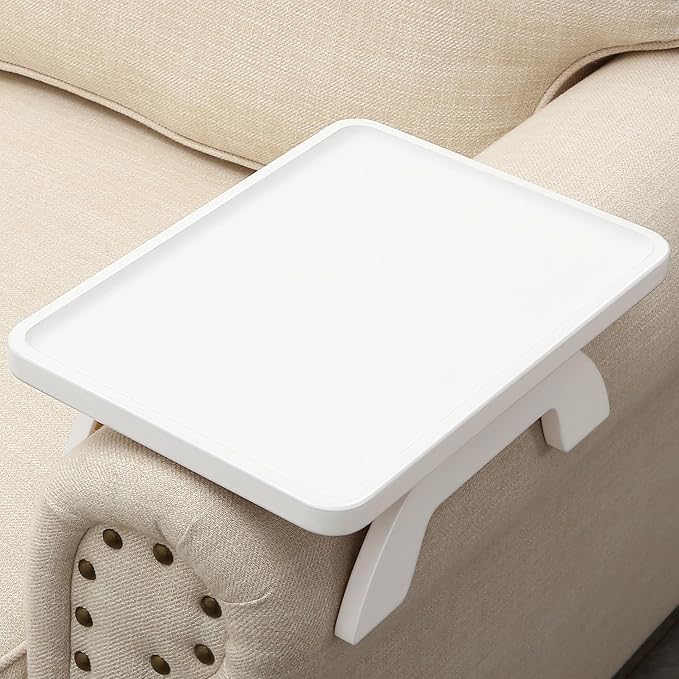 SINWANT Couch Arm Table, Bamboo Couch Arm Tray Clip on Sofa Armrest, Chair Side by SINWANT