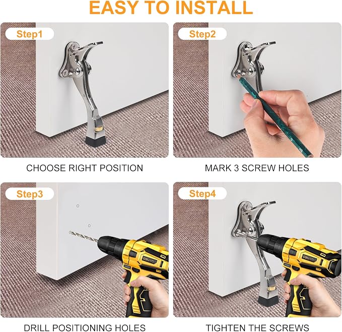 3 Packs Heavy Duty Kickdown Door Stopper, One Touch Adjustable Kickdown Door - Image 7