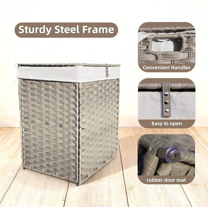 90L Foldable Outdoor Wicker Storage Basket - Image 2