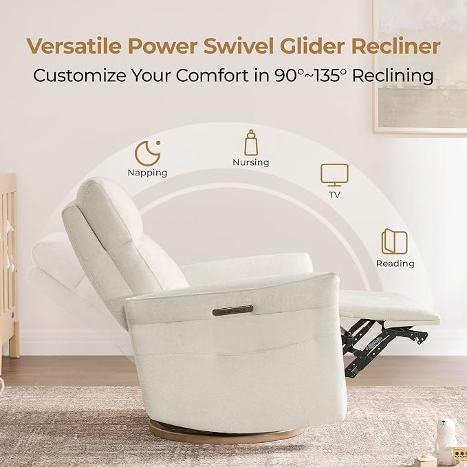 CHITA Power Recliner Chair, Electric Triple-Motor Swivel Glider Nursery Rocking - Image 5