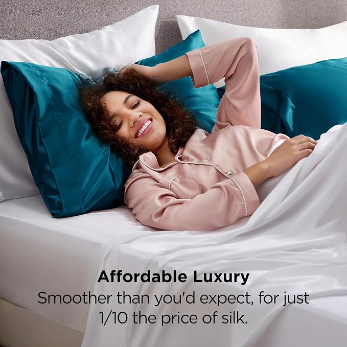 Bedsure Satin Pillowcases, Similar to Silk Pillow Cases Queen Size Set of 2 - Field & Grace
