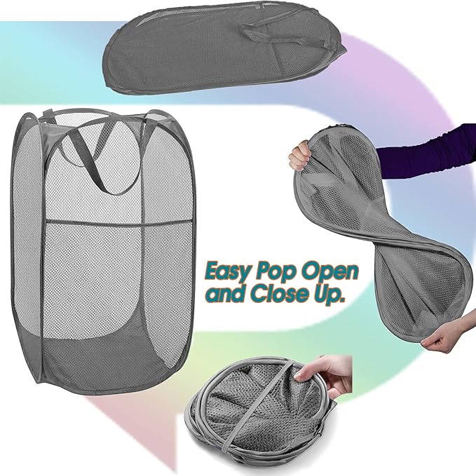 BATTOO Deluxe Strong Mesh Pop up Laundry Hamper Basket - Image 5