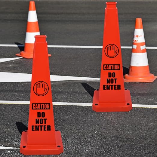 OrangeStar 3-Pack 28" Do Not Enter Cones, Large 4-Sided No Entry Message Safety - Image 2