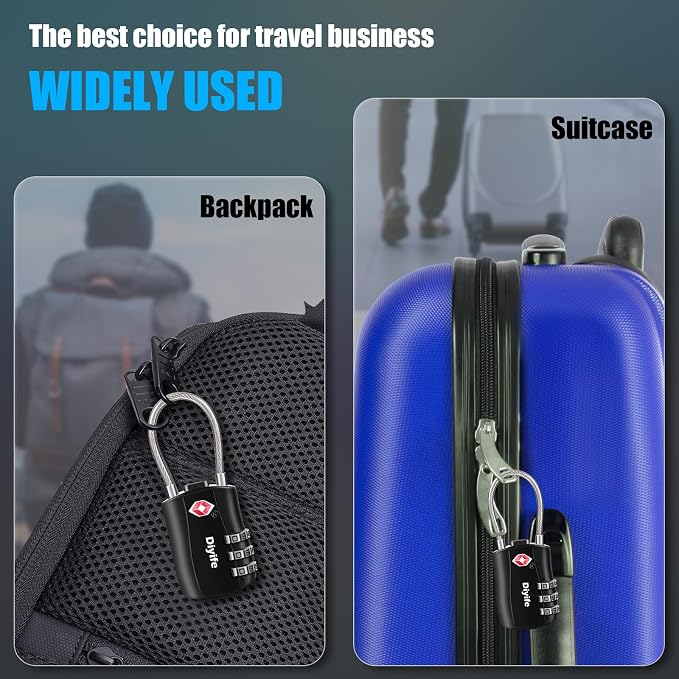 TSA Luggage Locks, Diyife TSA Approved Luggage Lock 3-Digit Re-settable - Image 8