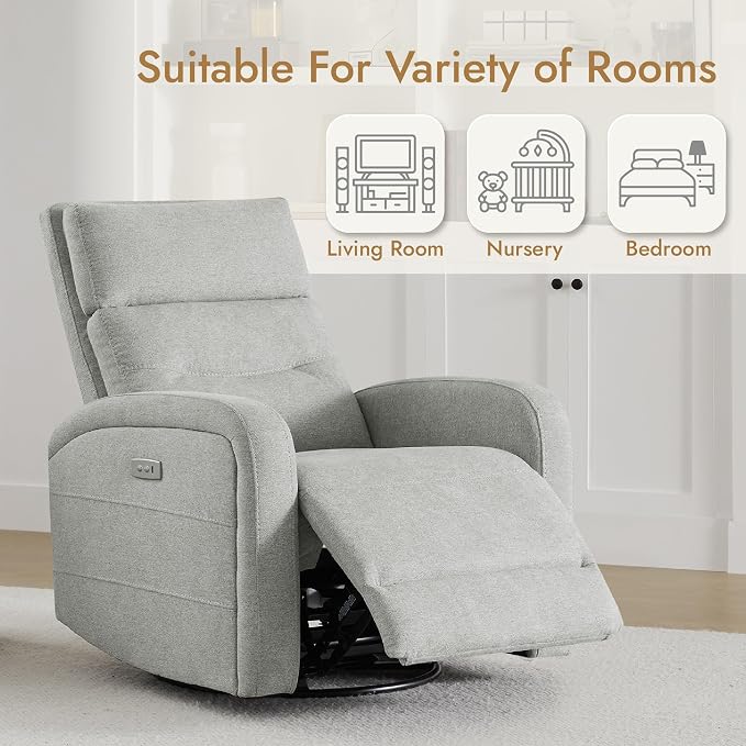 Watson & Whitely Swivel Power Recliner Glider Rocker, Small Recliner - Image 9