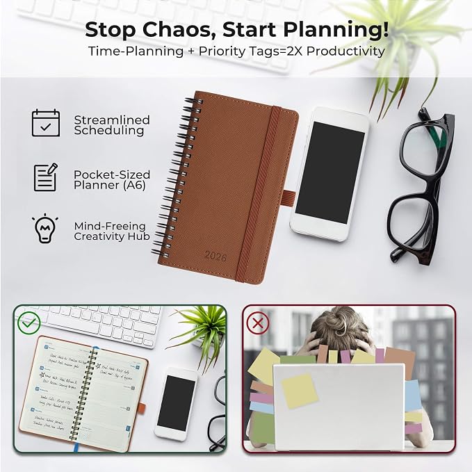 Planner 2026 Daily Weekly and Monthly, 6.5"x3.75", 12 Months Spiral Bound - Image 8
