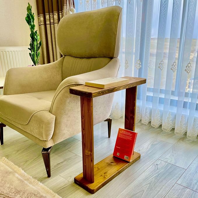 Skinny Side Table 7 inch Wide for Small Apartment Between Chairs, Very Narrow - Image 7