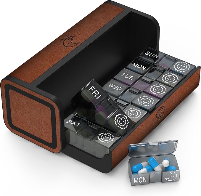 Pill Organizer 2 Times a Day, Am Pm Twice Daily Pill Case, Detachable Large by TALVOLC