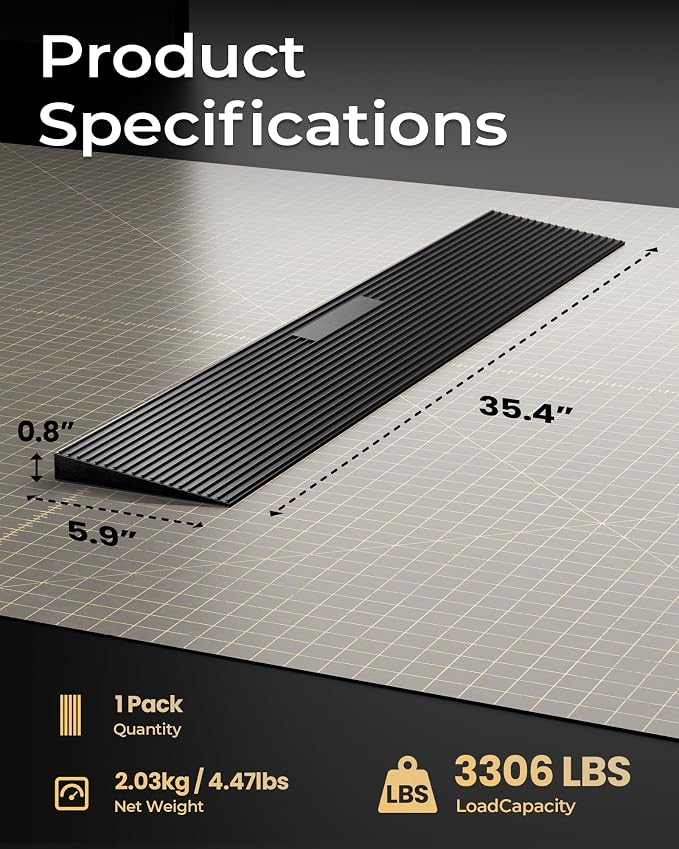 FACHNUO 0.8" Rise Rubber Threshold Ramp - Image 3