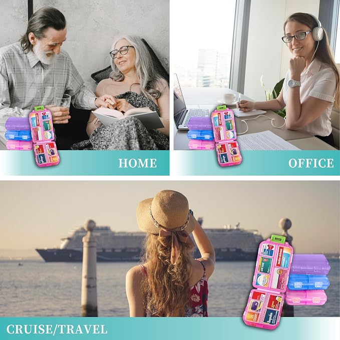 Pill Organizer with Medicine Labels, Travel Daily Pill Container, Mini - Image 3