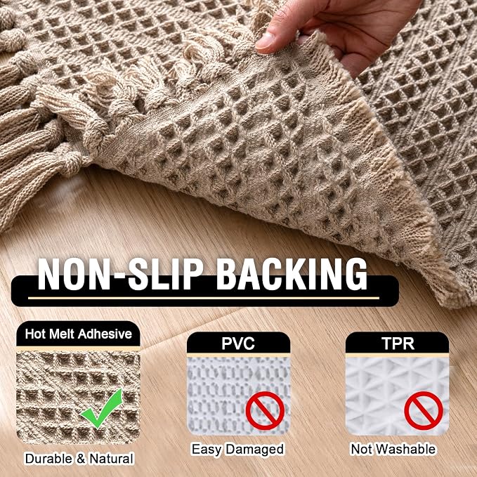 H.VERSAILTEX Waffle Bath Runner Rug Long Bath Mat Super Absorbent Boho Bath - Image 5