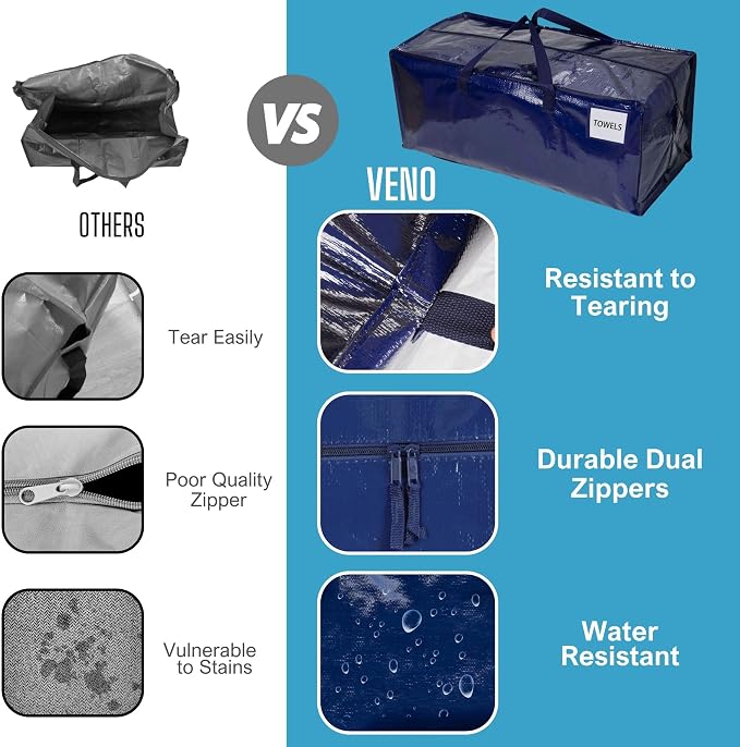 VENO 6 Pack Moving Bags w/Backpack Straps, Heavy Duty, Moving Boxes Alternative - Image 4