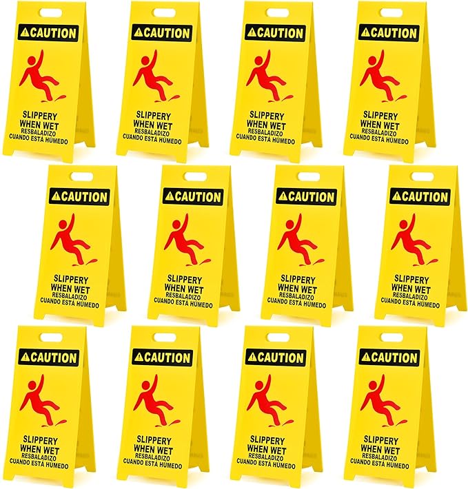 MATTHEW CLEANING 25'' Industrial Wet Floor Sign 12 Pack 2-Sided Durable by MATTHEWCLEANINGPRODUCTS