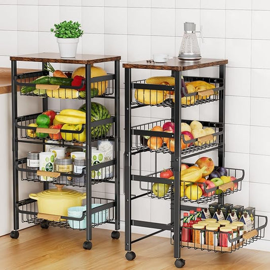 5-Tier Rolling Utility Cart, Kitchen Storage Cart by Unknown