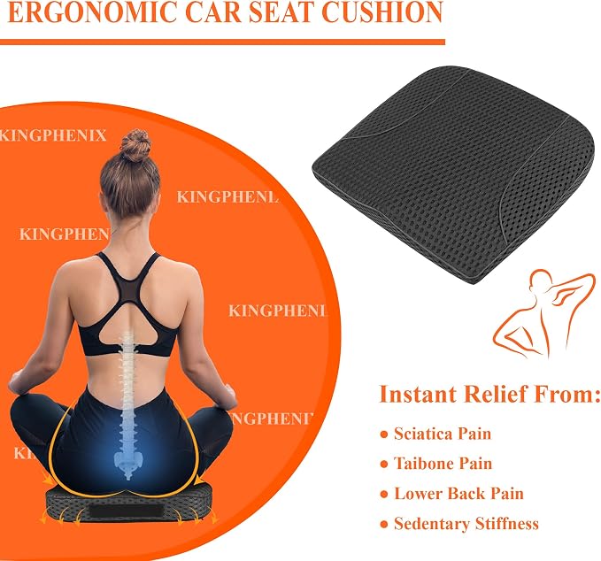 kingphenix Premium Car Seat Cushion, Memory Foam Driver Seat Cushion to Improve - Image 2