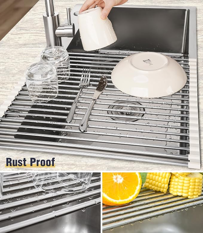 Tomorotec 21" x 15.5" Roll Up Dish Drying Rack Over Sink Drying Rack Sink Cover - Field & Grace