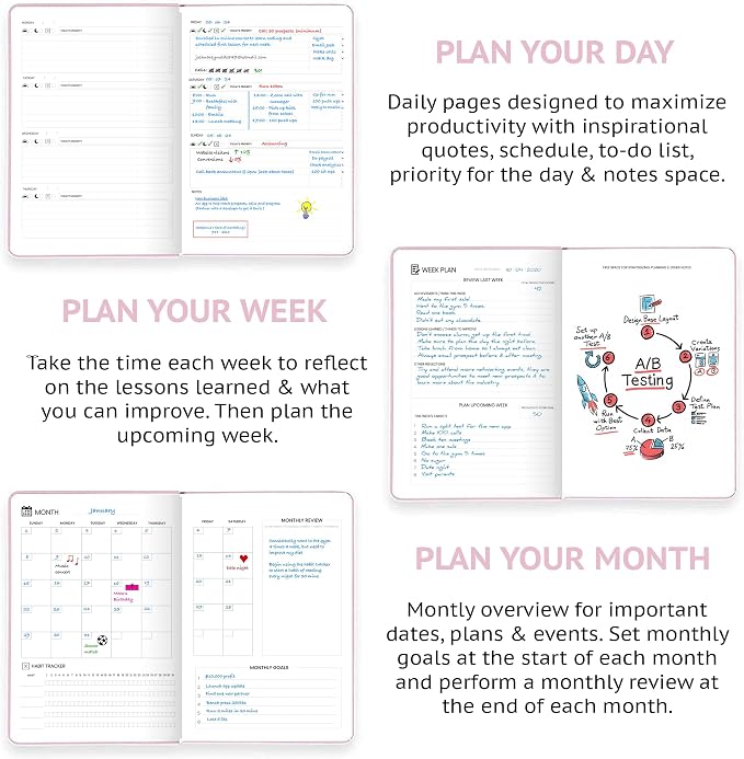 Undated Daily Planner – 1-Year B5 Productivity Organizer - Image 4