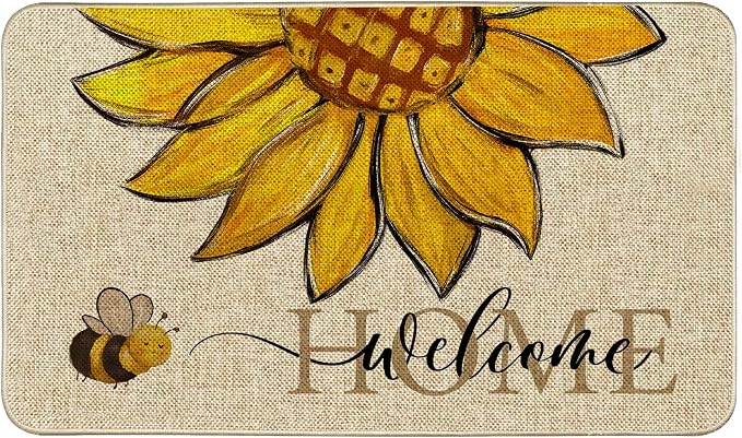 Sunflower Welcome Doormat 17"x29", Non Slip Door Mat Indoor Entrance, Hello by Unknown