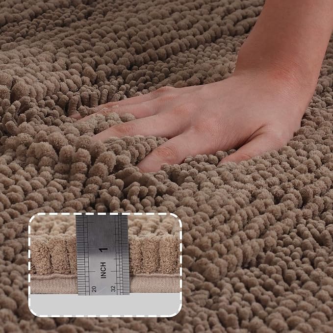 Turquoize Chenille Bathroom Rugs Set Non-Slip Bath Mats - Image 3