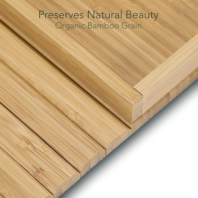 DETOR Couch Tray with Spacious 12.4" x 5.4" Storage Box, Natrual Bamboo Finish - Image 3