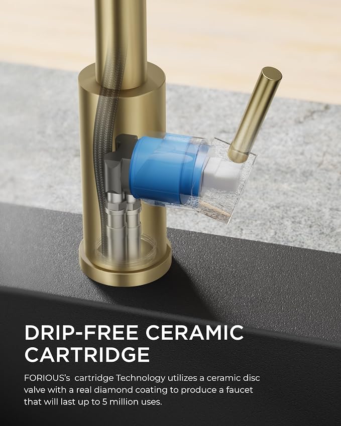 FORIOUS Kitchen Faucet with Soap Dispenser, Farmhouse Camper Bar Laundry Room - Image 7