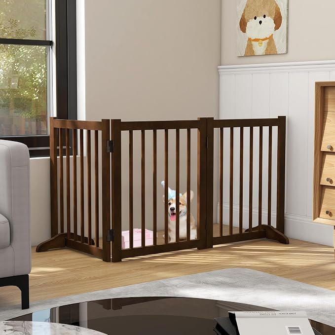 Indoor Dog Gate, Wooden Freestanding Dog Gate - Image 6