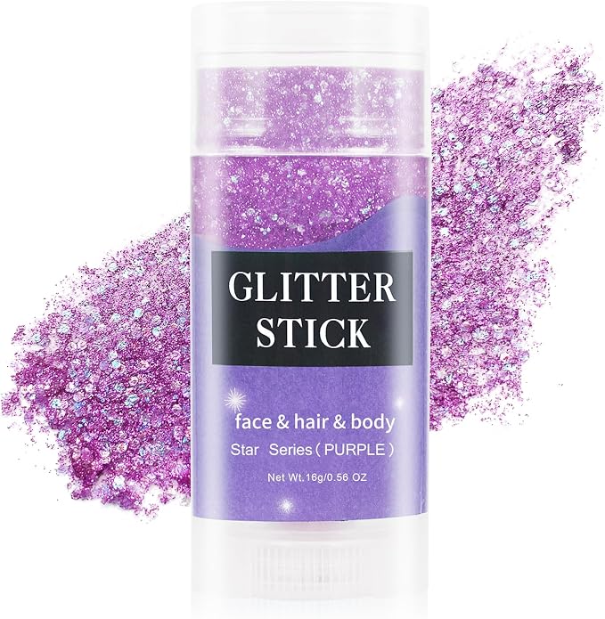 MEICOLY Purple Hair Glitter Stick, Halloween Mermaid Face Glitter Paint by MEICOLY