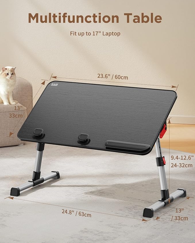 SAIJI Laptop Bed Tray Table, Adjustable Home Office Standing Desk Portable - Image 6
