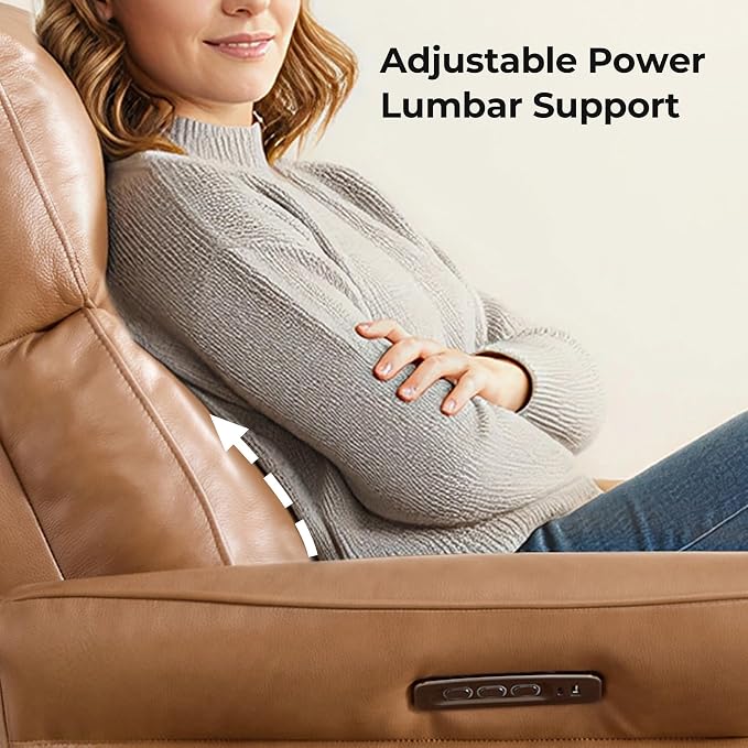 CHITA Genuine Leather Power Recliner Chair, Electric Triple-Motor Swivel Glider - Image 6