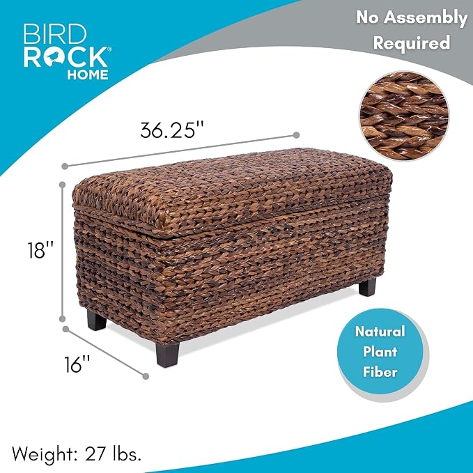 BIRDROCK HOME Abaca Storage Bench – Hand-Woven Wicker Entryway Bench w/Lift-Top - Image 2