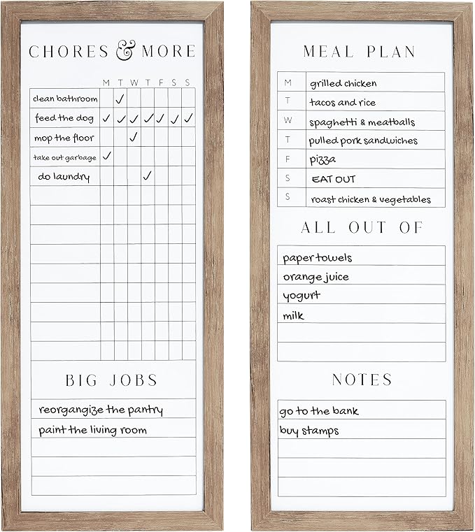 Sheffield Home Set of Two Family Planner Dry Erase Boards Featuring, Chore Chart - Field & Grace