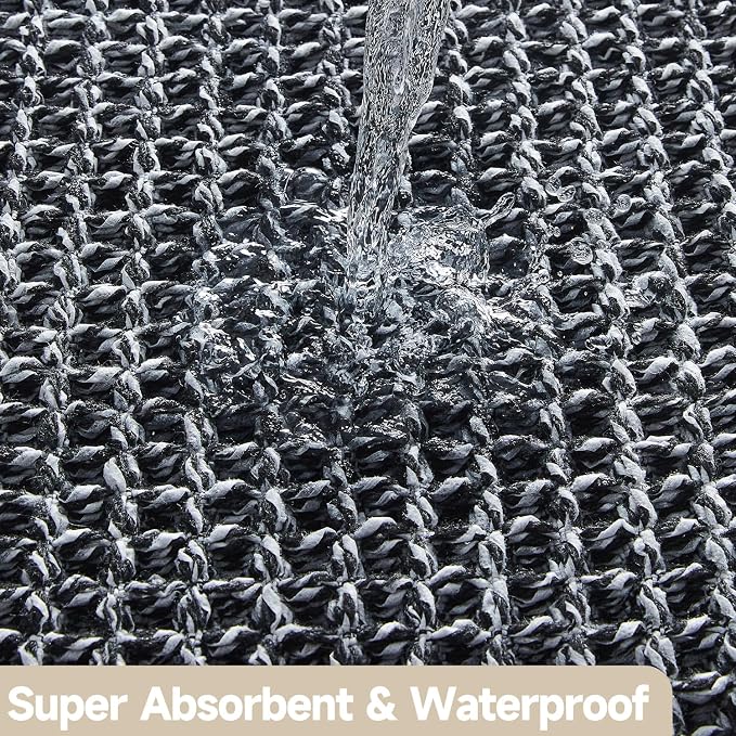 Black and White Bathroom Rugs, Waffle Bath Mat Non Slip Washable Super - Image 7