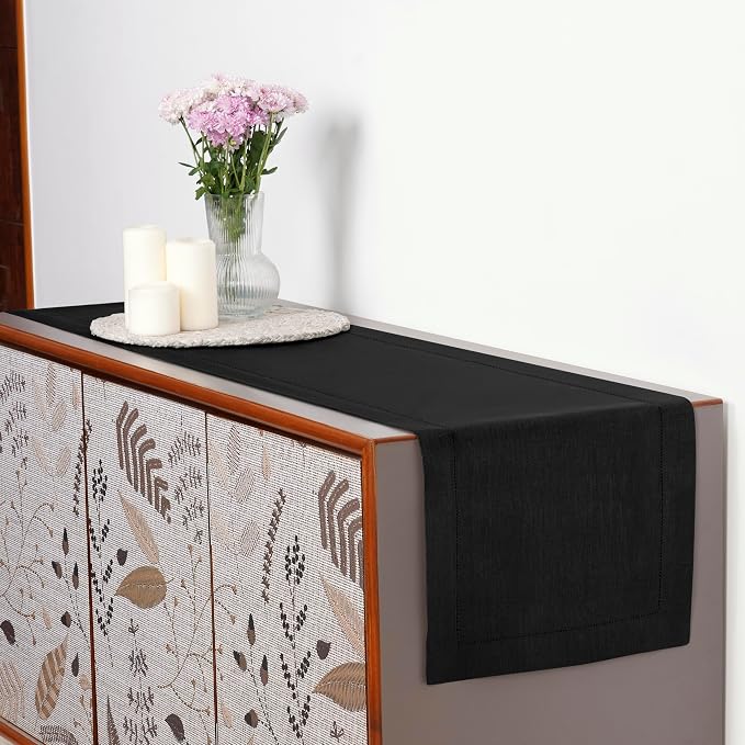 D'Moksha Homes Linen Black Table Runner 36 Inches - Image 3