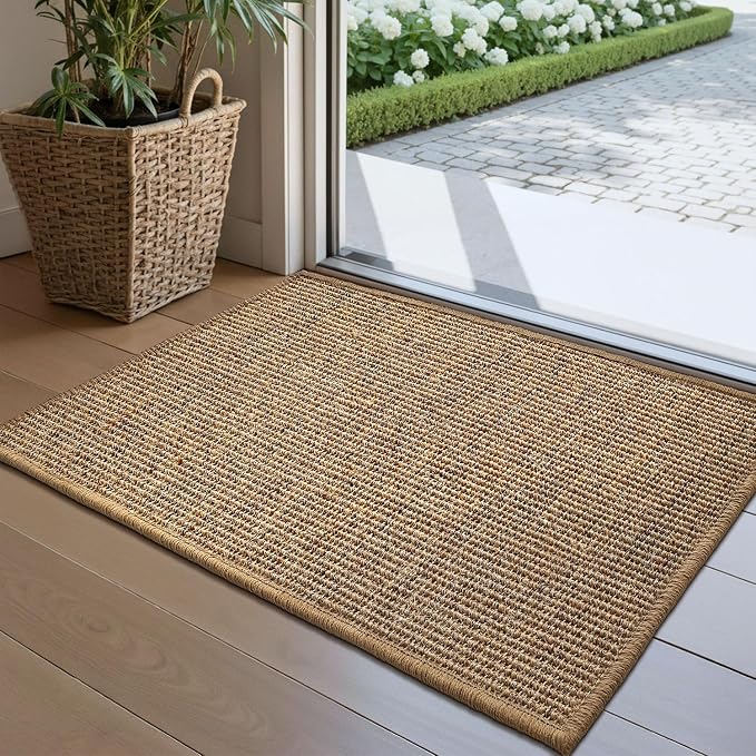 LUMI Handwoven Sisal Door Mat, Non-Slip Durable Entryway Mat, Welcome Front by LUMI