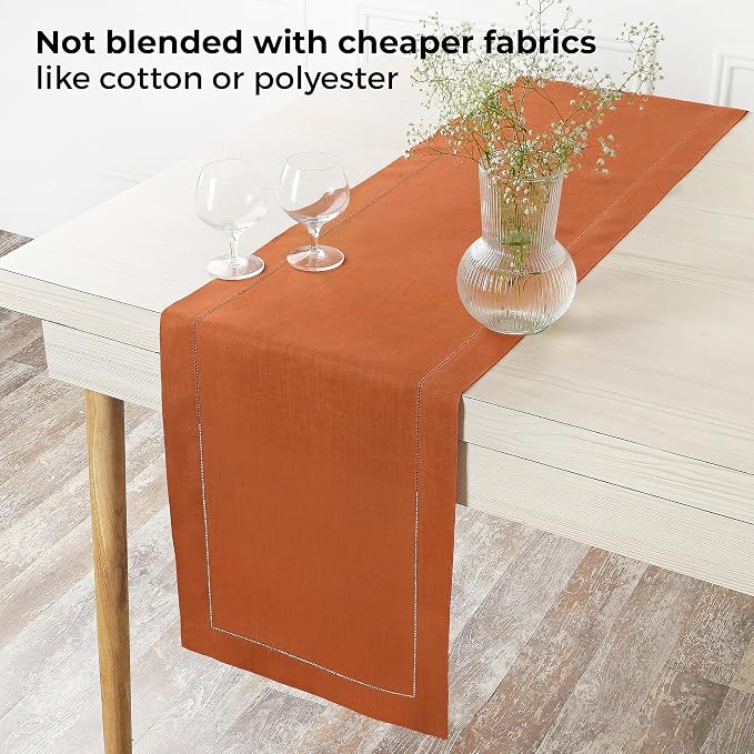 D'Moksha Homes Linen Rust Table Runner 120 Inches Long - Image 5